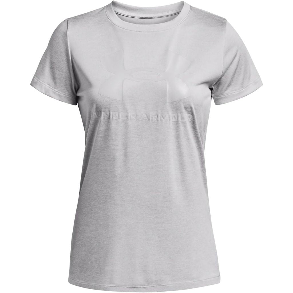 Under Armour Women's Tech Twist Big Logo Short Sleeve T-Shirt - Halo Gray, XS