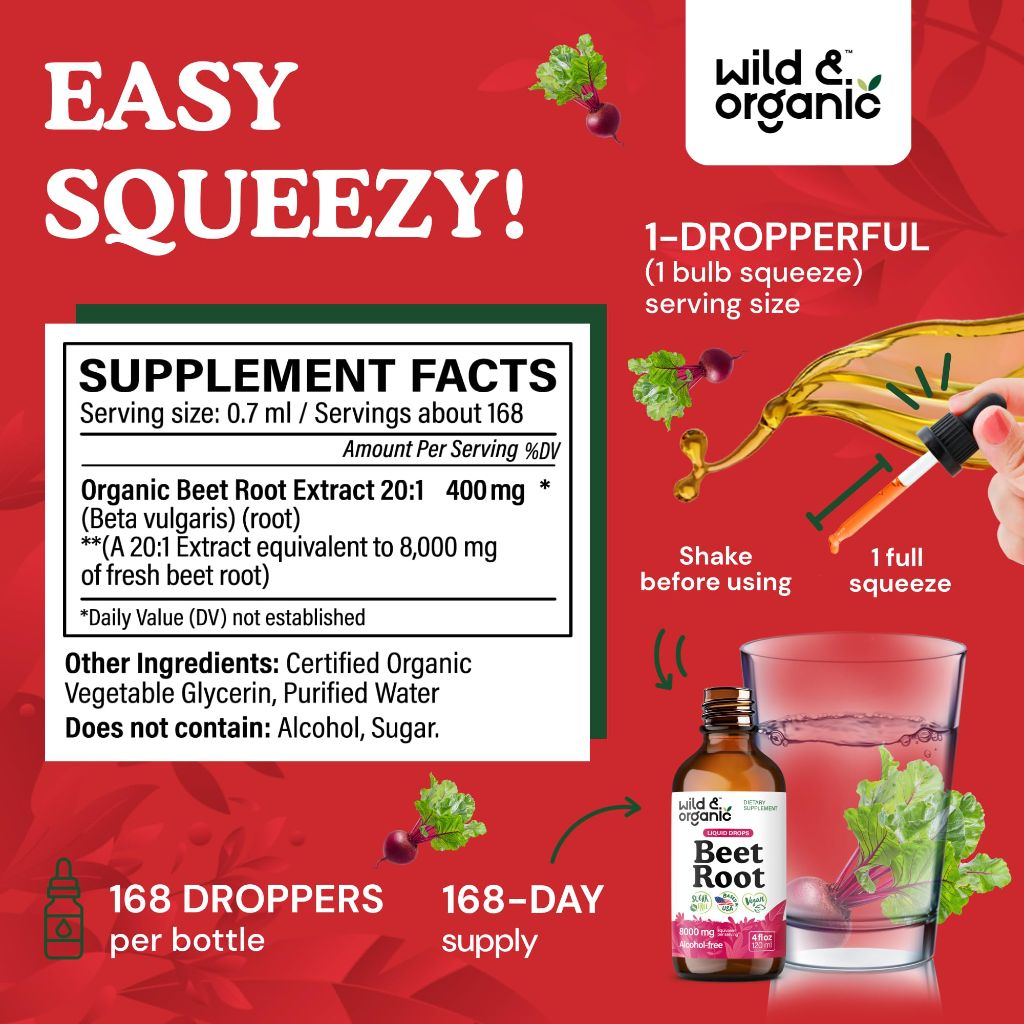 Wild & Organic Beet Root Extract Drops -  4 fl oz