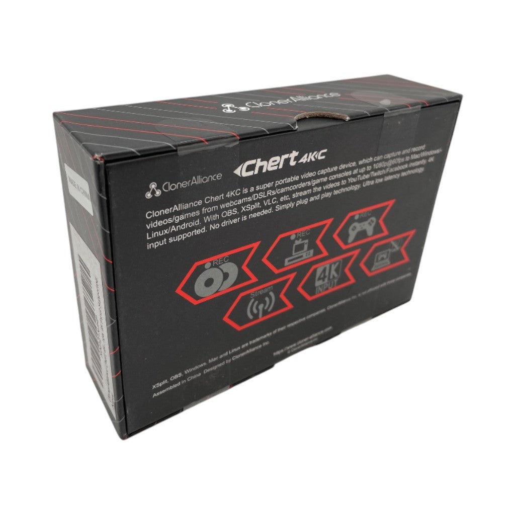 ClonerAlliance Chert 4KC, HDMI to USB-C Video Capture Dongle, Ultra Low Latency, Play Game Consoles on Laptop, Driver Free, 4K Input Supported.
