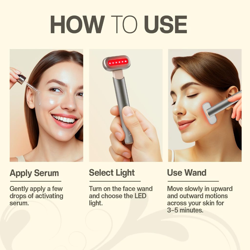 Soulspa Pure 7 in 1 LED Light Wand for Face, Neck & Eye – Silver with Activating Serum
