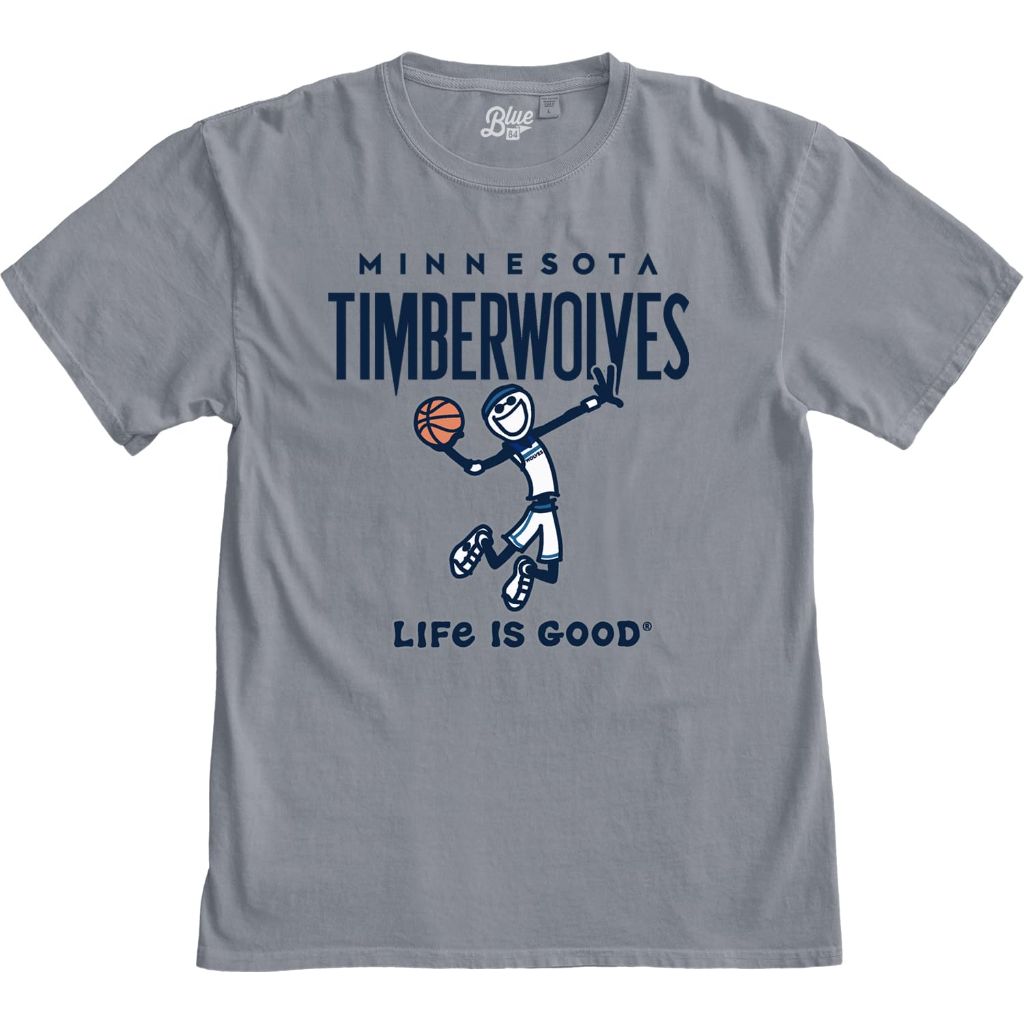SZ M, Blue 84- Minnesota Timberwolves, Life is Good T-Shirt Ringspun Basketball Jake,