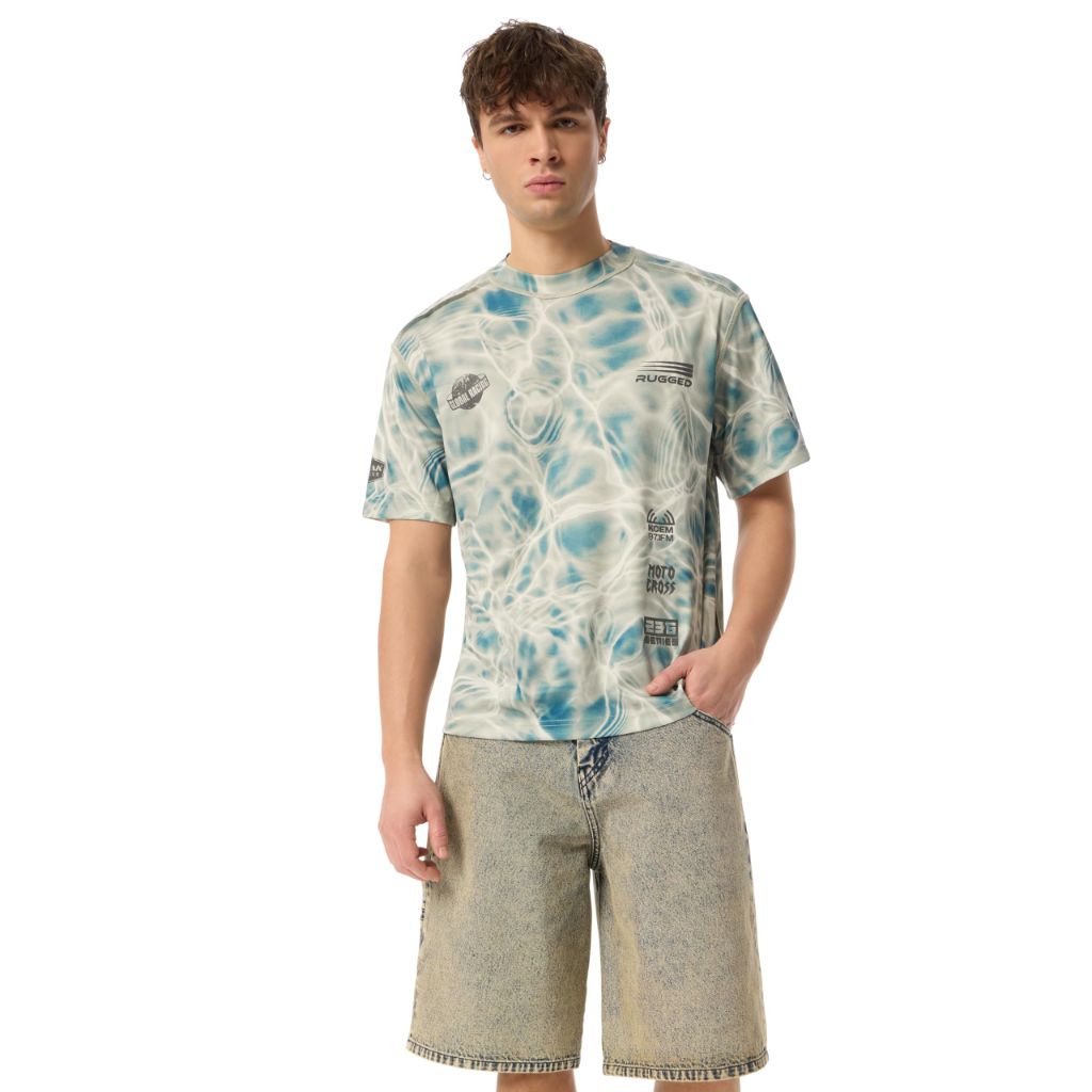 SZ M, Cross-eyed Moose Men's Wilder Quick Dry Oversized Graphic Tee Shirt Standard