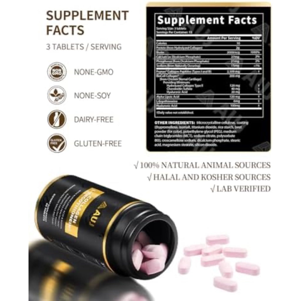 Multi-Active Collagen, Collagen Peptides Type I, II, III, Ergothioneine (EGT), Alpha Lipoic Acid, Nails Beauty Complex, for Women & Men, 45 Capsules
