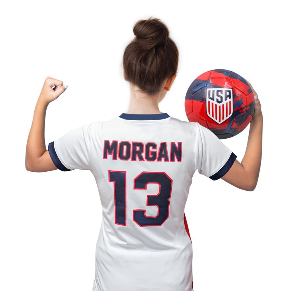 Icon Sports U.S. Women Soccer Game Day Tee - Officially Licensed Unisex Youth Short Sleeve T-Shirt, White, Red, Alex Morgan, M