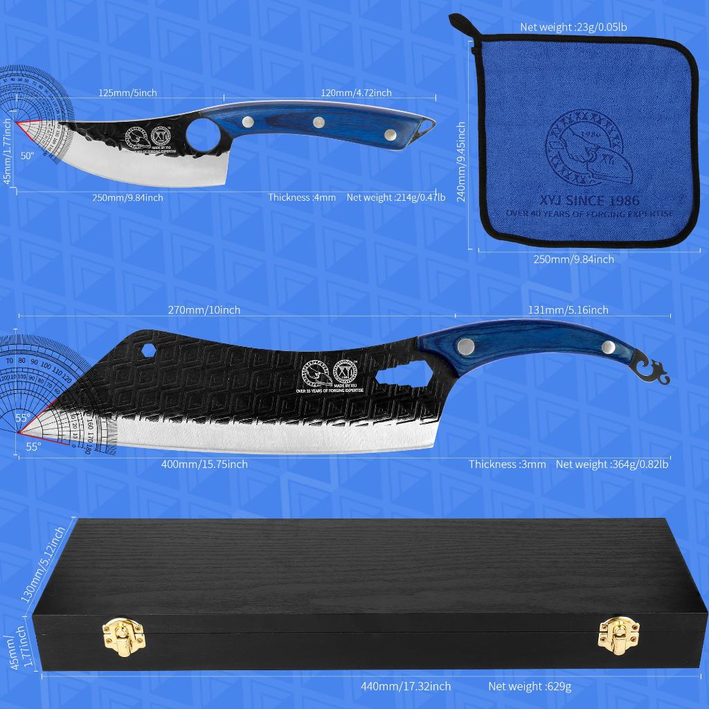 XYJ 7 Inch Butcher Knife with Pakkawood Handle