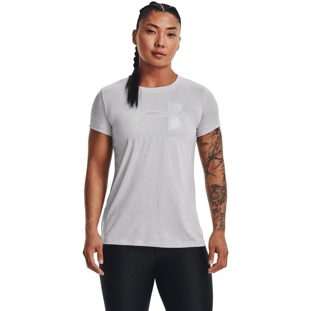 Under Armour Women's Tech Twist Big Logo Short Sleeve T-Shirt - Halo Gray, XS