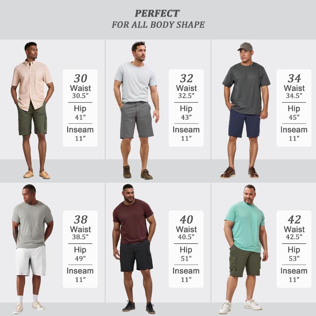 Agile Mens Super Comfy Flex Waist Cargo Shorts, Stone - size 30