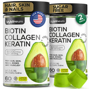 Biotin for Hair Growth Women/Men 12000mcg, Skin & Nails Support Gummies 120 Gummies (2 Pack)