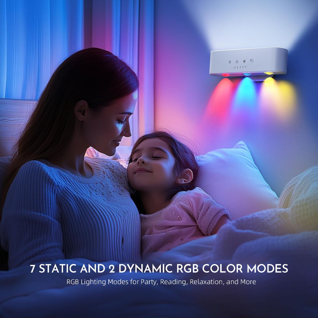 Reglaaly Wall Sconces Set of Two, 360° Rotate Magnetic Rechargeable Wall Mounted Lamp with 3 Color Temperatures & 9 RGB Modes