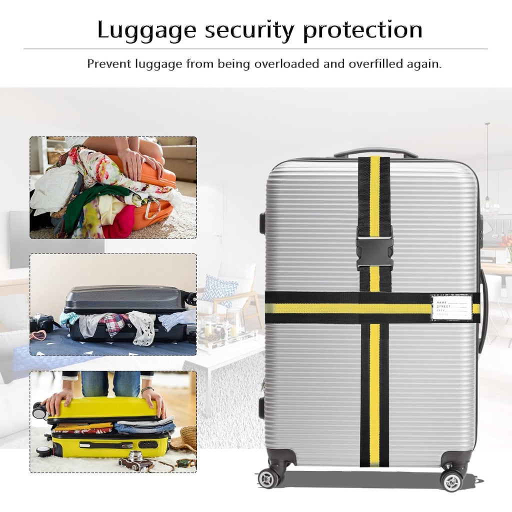 4 Pack Luggage Straps - Adjustable Packing Belts for Suitcases, Travel Accessory