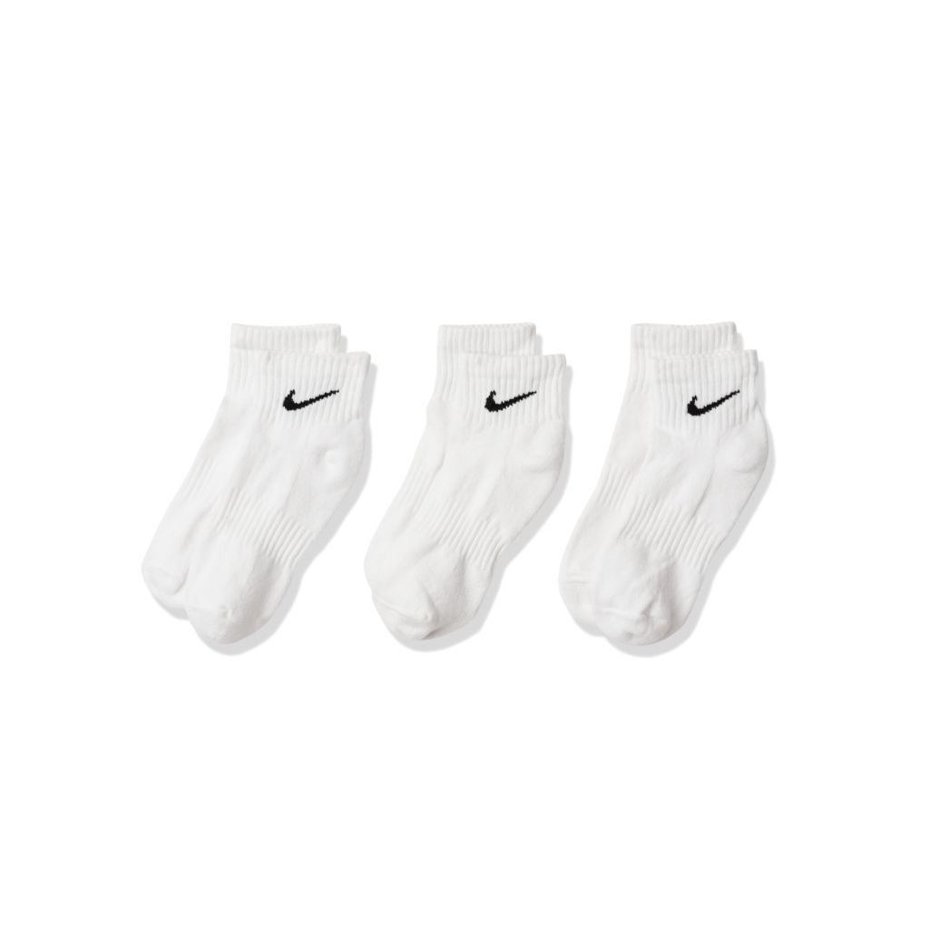 Nike Unisex Everyday Cushioned Training Ankle Socks (3 Pairs), White/Black, Large
