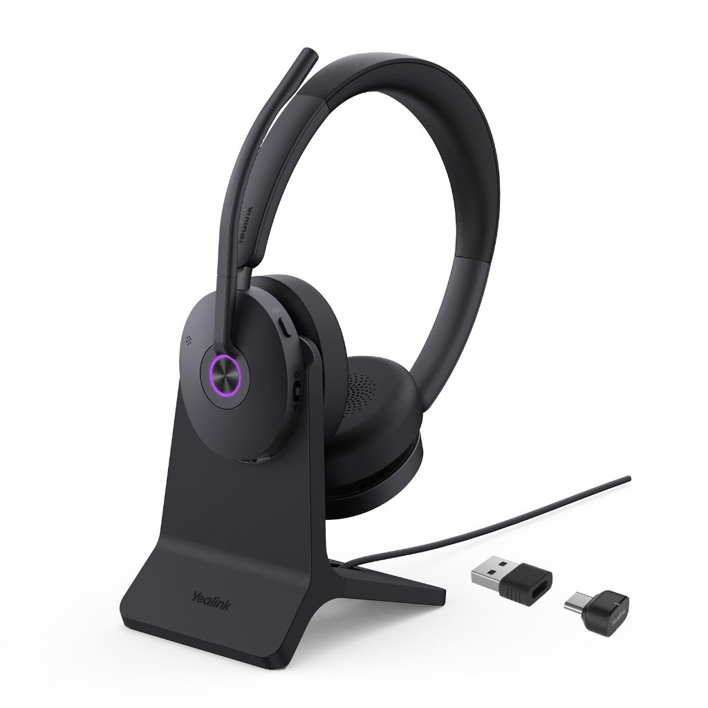 Yealink BH74 with Stand Active Noise Canceling Wireless Headset with Mic for Work, up to 32h Talk, UC Compatible