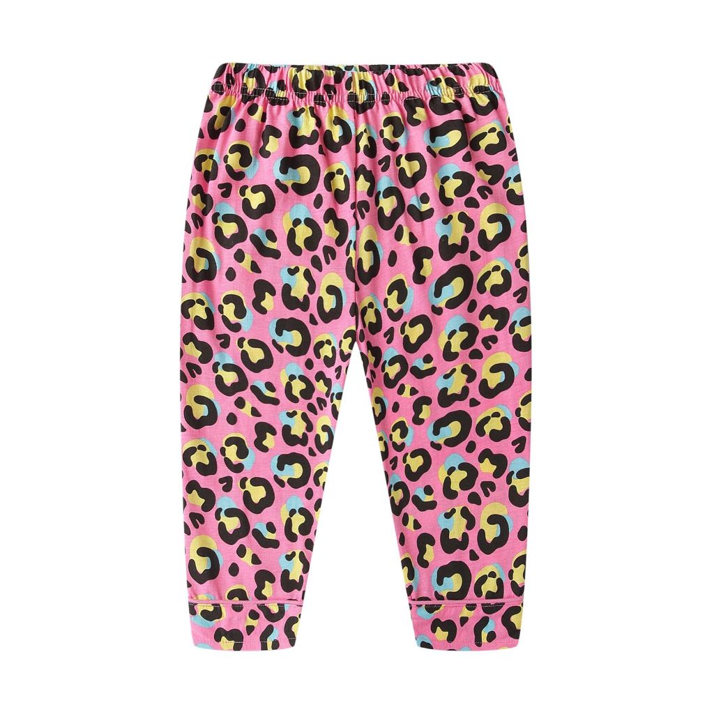 Mud Kingdom Pajamas Set for Big Girls 2-Piece Button Down V-Neck Shirt and Pants Snug Fit Loungewear Leopard Print Size 10-12