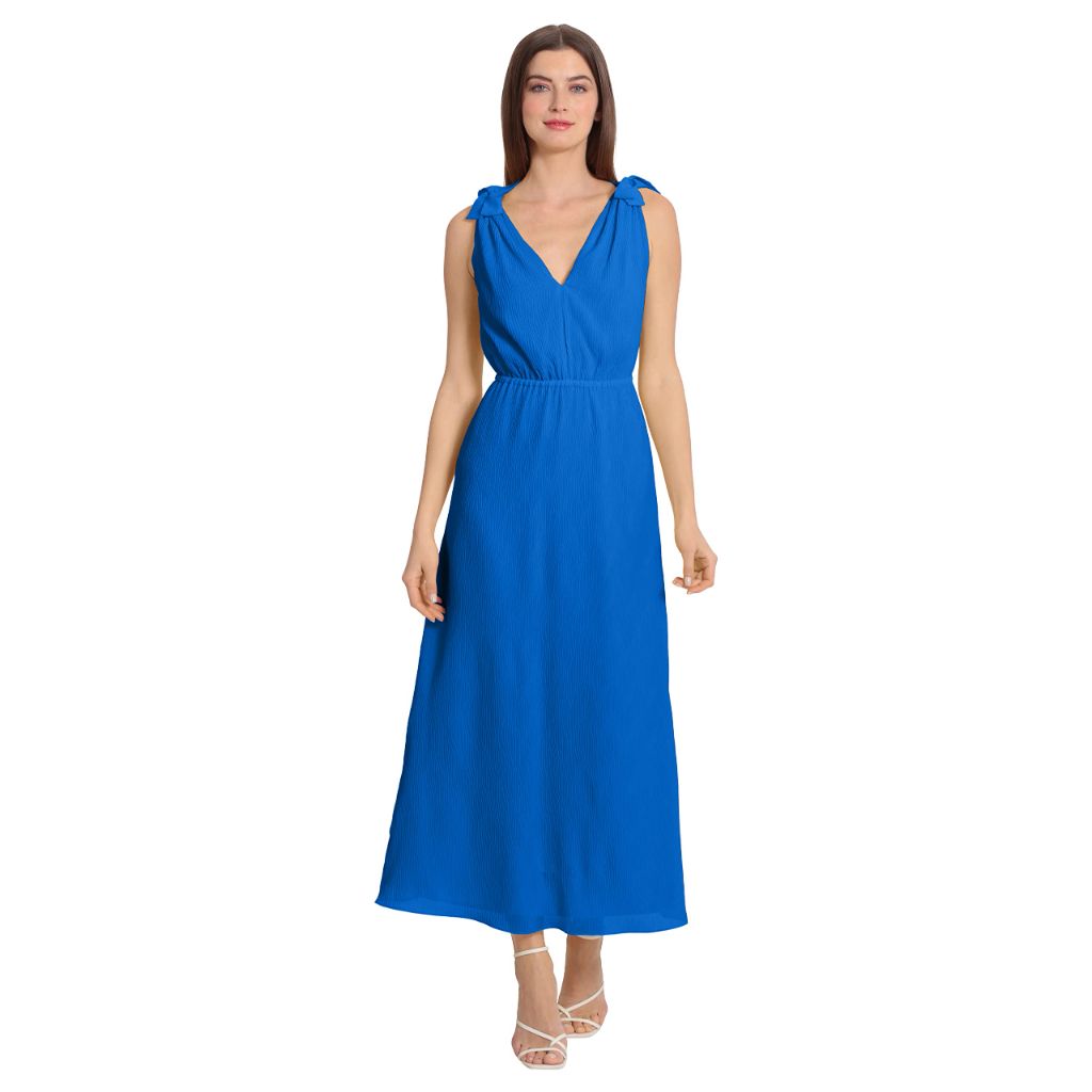 SZ 2, Maggy London Women's Tie Shoulder Chiffon Maxi Dress | Ocean