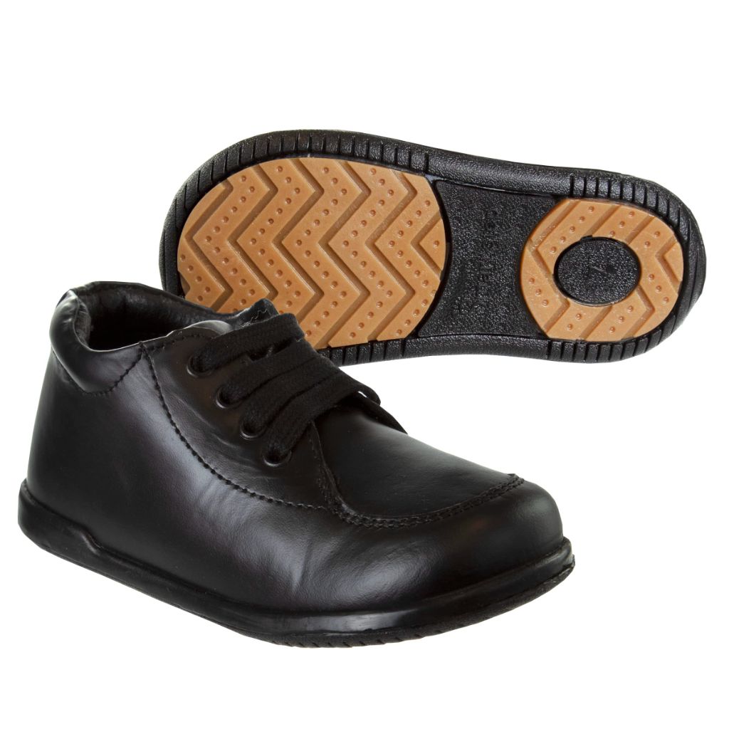 Josmo Smart Baby Shoes, Leather Non-Slip Bottom High top Dress Boots, Black, 3 US Unisex Infant