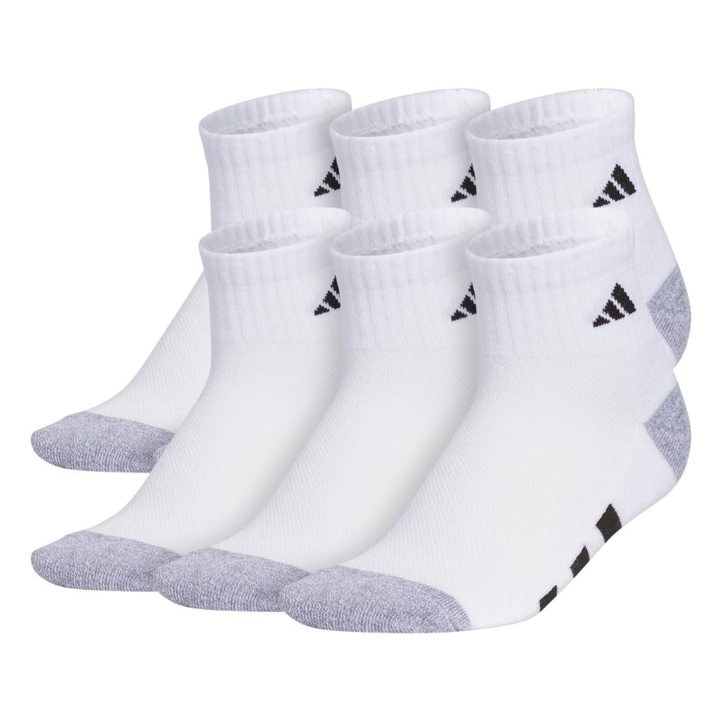 Adidas Unisex Kids Quarter Ankle Socks (6pk), White - size L 5y-7y