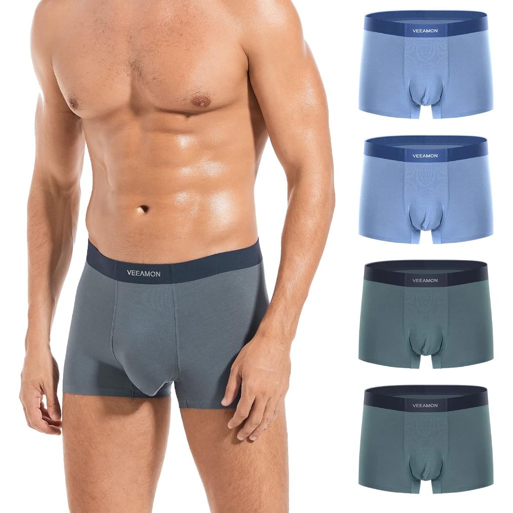 Men's Modal Boxer Briefs Seamless Underwear Microfiber Comfortable Soft 4-Pack With Gift Box XL