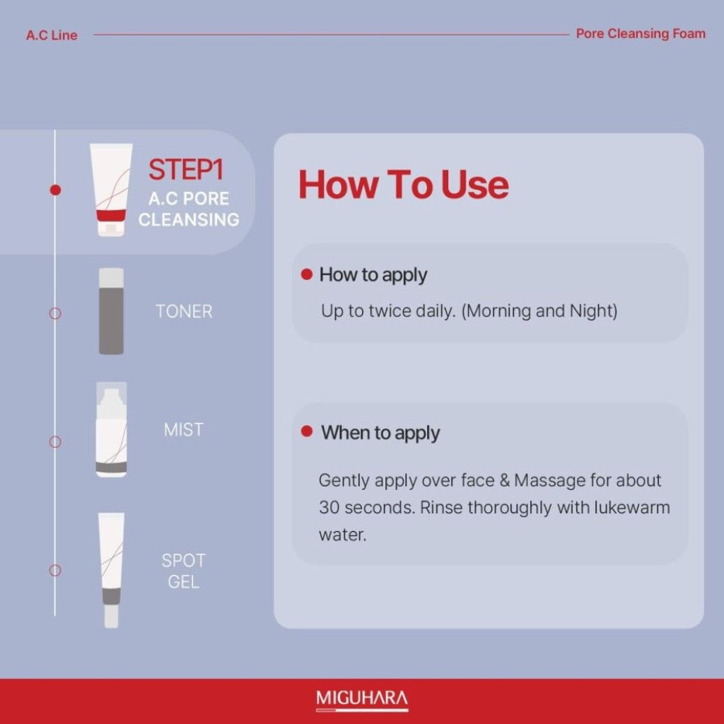 A.C Pore Cleansing Foam, Korean Skincare Face Wash - 4 fl. oz.