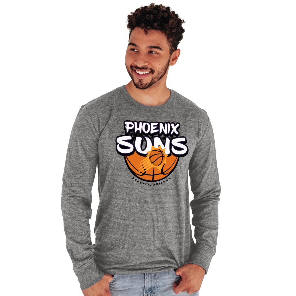 Phoenix Suns NBA Officially Licensed Tri-Blend Long Sleeve T-Shirt Heather Gray, XX-Large