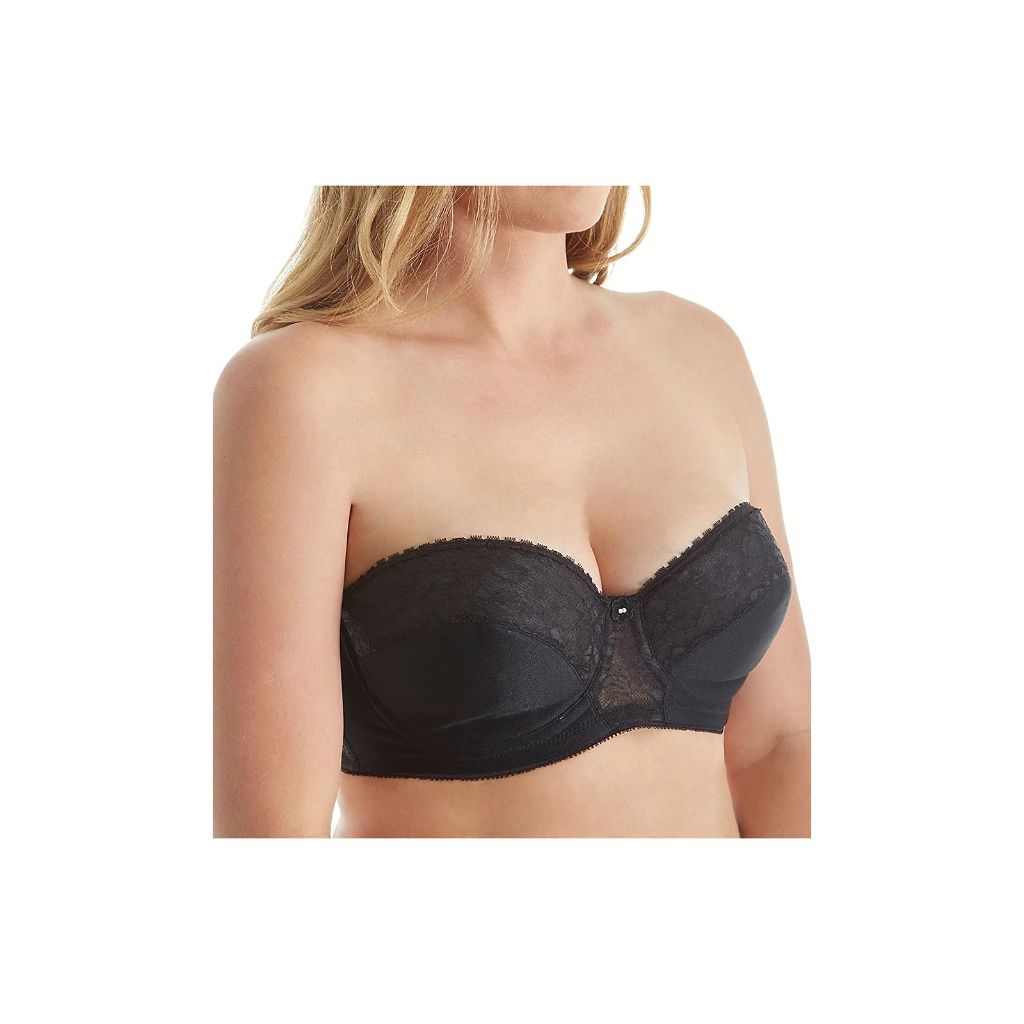 Carnival Womens Full Figure Lace Bandeau Bra, Black, 36DDD