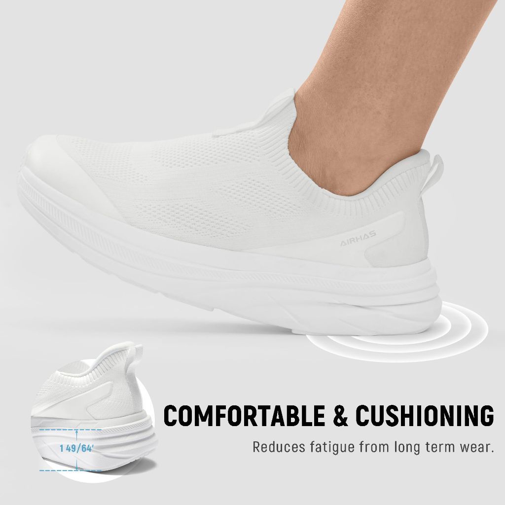 AIRHAS Womens Slip On Walking Shoes (White,7.0)
