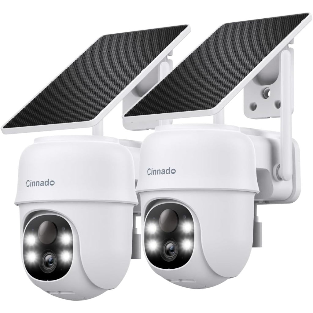 2K Cameras for Home Security-2.4G WiFi Outdoor Camera Wireless Solar/Battery Powered, 360° Viewing, Works with Alexa(2 Pack)