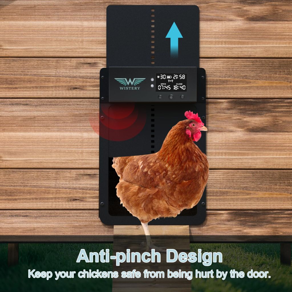 Automatic Chicken Door with LCD Display, Solar Chicken Coop Door with Multiple Modes & USB-C Charging