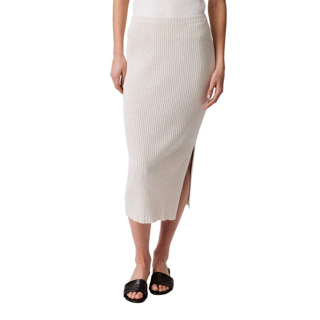 Calvin Klein Women's Cotton Rib Midi Skirt Light Grey, Medium