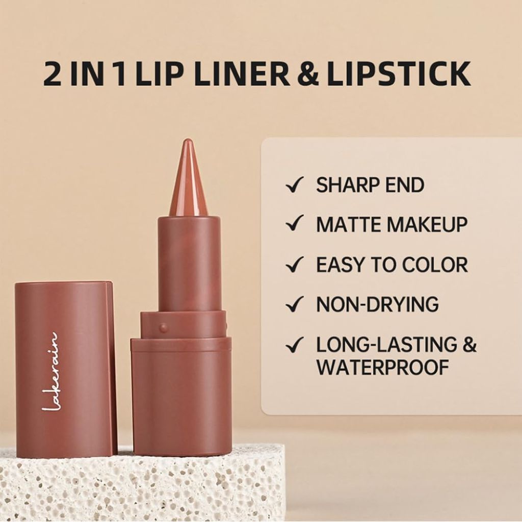 JIMYAUQIN 2 in 1 Plumping Lip Liner Set - Matte Nude (Dusk+Toffee+Coffee, 3Pcs)