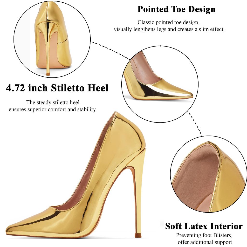 SZ 7, Elisabet Tang Women Pumps 12cm/4.7 Inch - Gold