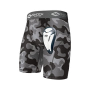 Shock Doctor Compression Short Underwear with BioFlex Cup. Athletic Support, Black Camo, Youth, M