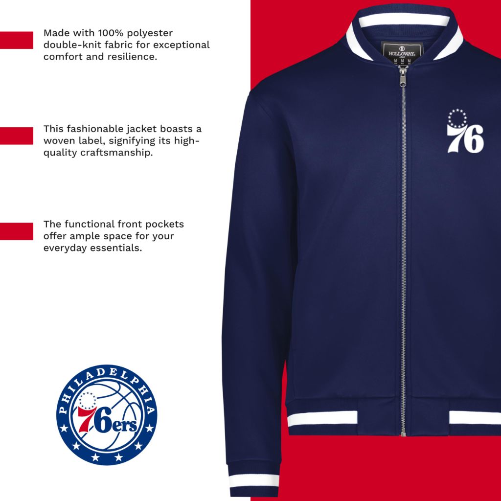 Holloway NBA Philadelphia 76ers Full Zip Jacket, Medium
