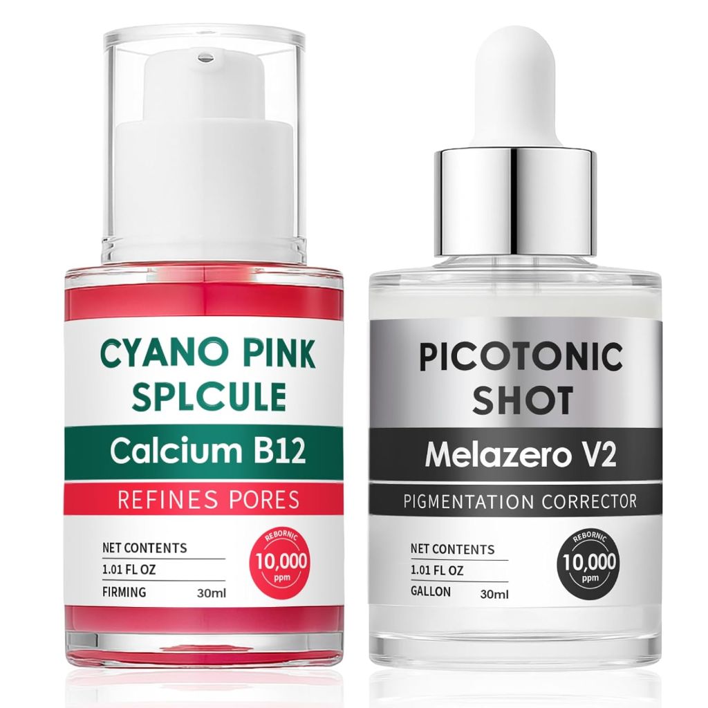 Cyano Pink Spicule Serum + Picotonic Shot Ampoule Duo, Korean Serum for Face with Alpha Arbutin, Niacinamide, Calcium - 30mL