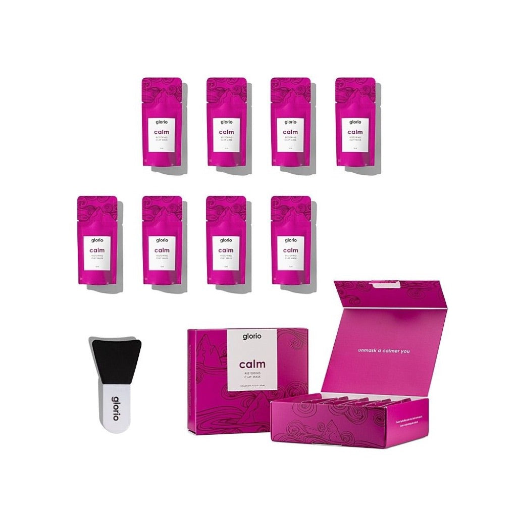 Glorio Calm Aloe Clay Masks for Reducing Redness & Inflamed Skin - 8 Masks & 1 Applicator