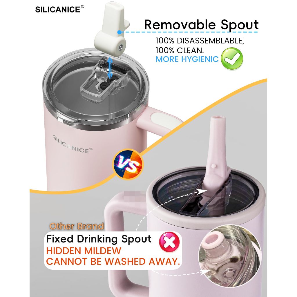 SILICANICE For Travel & Gym – 40oz Hygienic Tumbler- Cream
