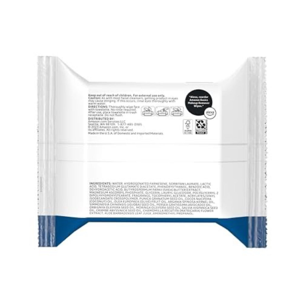 Amazon Basics Makeup Remover Wipes for All Skin Types - 25 Wipes