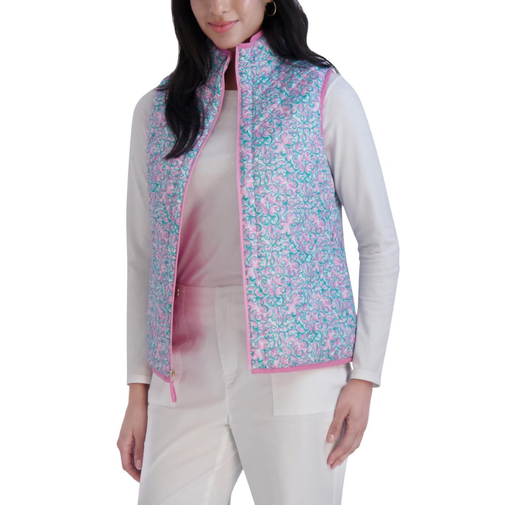 Stella Parker Women's Sleeveless Quilted Active Lightweight Tennis Vest, Rose Water, Small