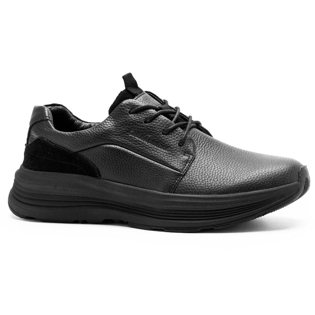 Men's Orthopedic Leather Dress Fashion Sneakers: Casual Plantar Fasciitis Walking Shoes, Pain Relief Black Size 9.5