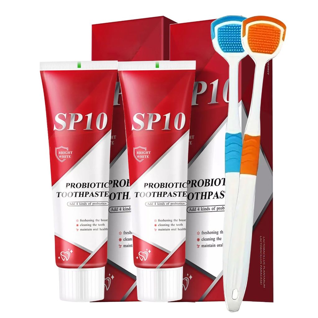 SP 10 Probiotic Whitening Toothpaste, Natural Oral Care with Probiotics for Whiter Teeth, Fresh Breath & Gum Health 2PKS