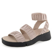 Aerosoles Women's Fiona Flatform Sandal, Stone Rouched Elastic Fabric, 7.5M