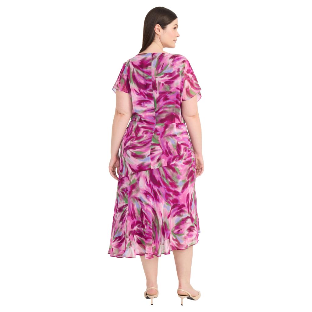 Maggy London Women's Semi Sheer Flutter Sleeve Cocktail Dress, Perri/Royal Purple - 14
