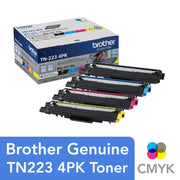 Brother Genuine TN223 Standard-Yield Toner Cartridge 4 Pack - Black/Cyan/Magenta/Yellow