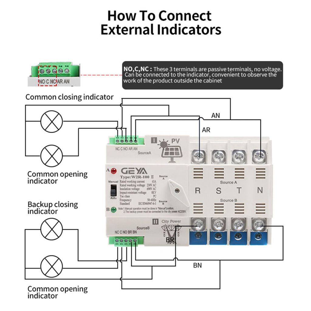 GAEYAELE on-Grid Photovolatic Power Automatic Transfer Switch Din Rail