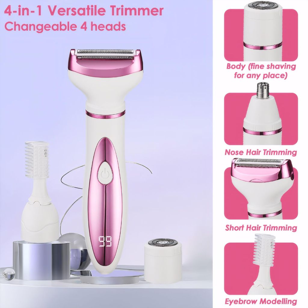 Vacto Upgraded 4 in 1 Electric Razors for Women, Portable Shaver with Digital LED Battery Display