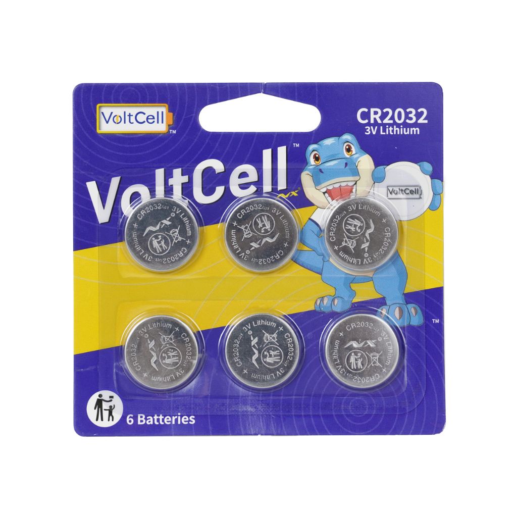 VoltCell CR2032 3V Lithium Coin Cell Battery, 6 Count Pack, Long Lasting, Mercury-Free, 7-Year Shelf Life