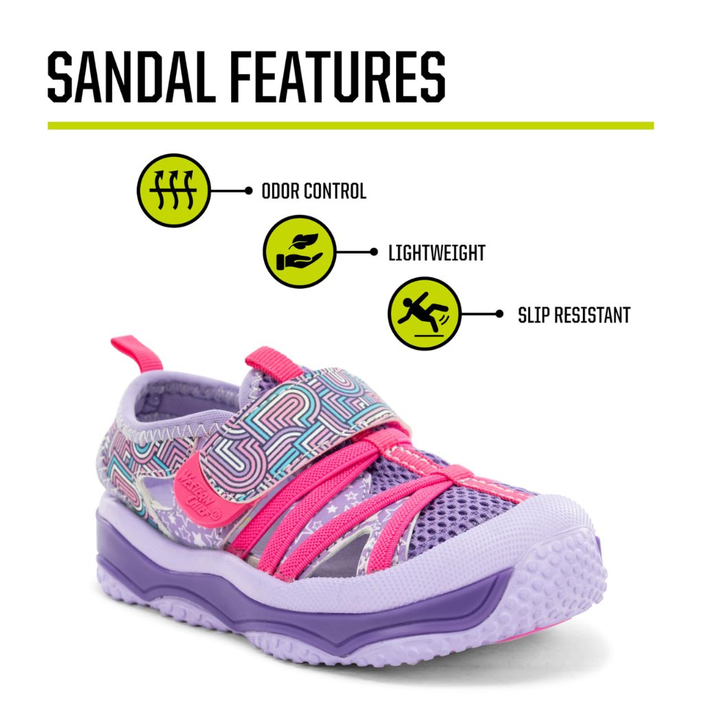 Western Chief Kids Shore Runner Sandal - for Boys and Girls, Purple, 3