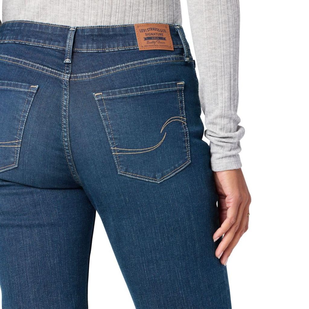 Levi Strauss Signature Gold Women's Curvy Totally Shaping Straight Jeans Mid-Rise Stretch Denim (Available in Plus Size), Jackson Square, 16 Regular