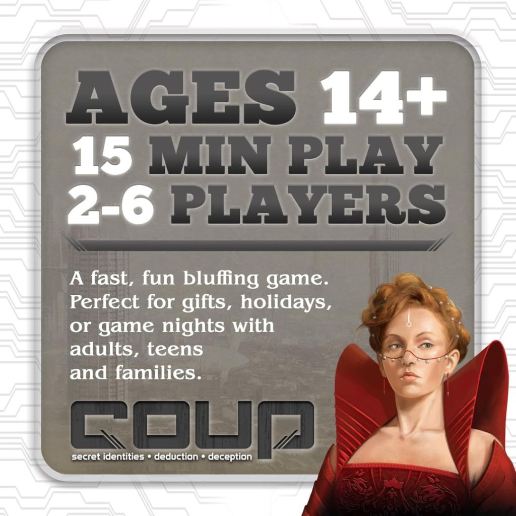 Coup Card Game by Indie Boards & Cards | Fast Bluffing and Social Deduction Strategy | Quick 15-Minute Game for 2–6 Players