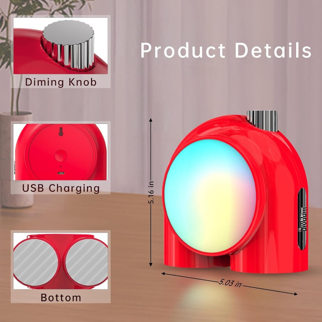 Divoom Planet-9 Smart LED Night Light App Controlled, Portable Mood Lamp for Bedrooms, Gamer Set Up, Office - Customizable RGB Colors & Sleeping Aid Table Lamp, Red
