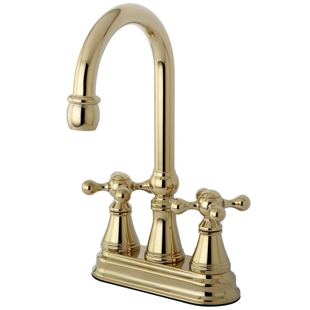 Kingston Brass KS2492KX Governor Two-Handle 2-Hole Deck Mount Bar Faucet in Polished Brass